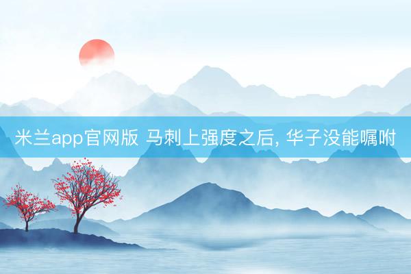米兰app官网版 马刺上强度之后, 华子没能嘱咐